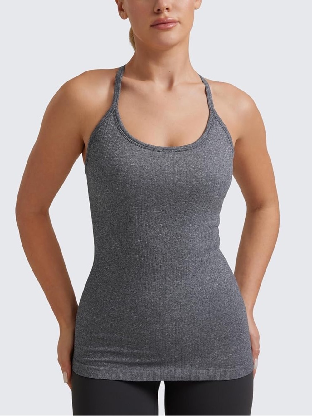 CRZ Yoga Gray Ribbed Tank Top - Women